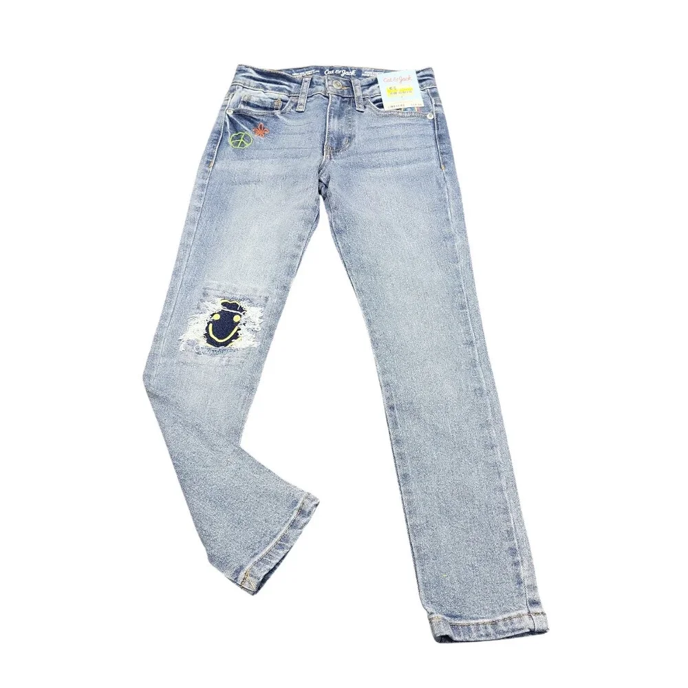 Girls' High Rise Skinny Super Stretch Skinny Jeans - Cat & Jack Blue Size 7